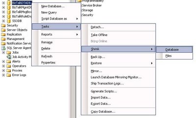 How to shrink BizTalkDTADb database using SQL Server Management Studio