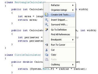 Visual Studio 2008 - Create Unit Test Class