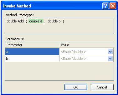 Visual Studio 2008 - Object Test Bench Invoke Method And Set Input Parameters