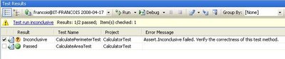 Visual Studio 2008 - Unit Test Result Window