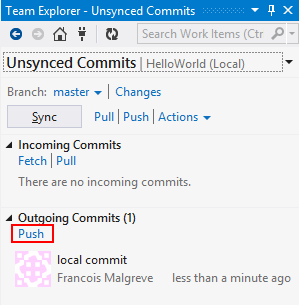 git fetch, pull, push, & sync - Visual Studio (Windows