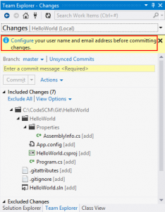 Visual Studio Team Explorer Changes Prompt To Configure Git